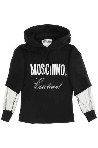 Shop Moschino Couture Sweatshirt With Tulle Inserts In Mixed Colours