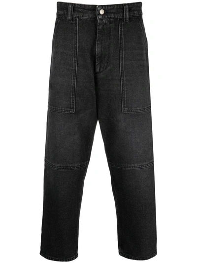 Shop Ami Alexandre Mattiussi Cropped Straight-leg Jeans In Schwarz