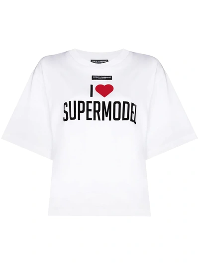 Shop Dolce & Gabbana Supermodel Print Oversized T-shirt In Weiss