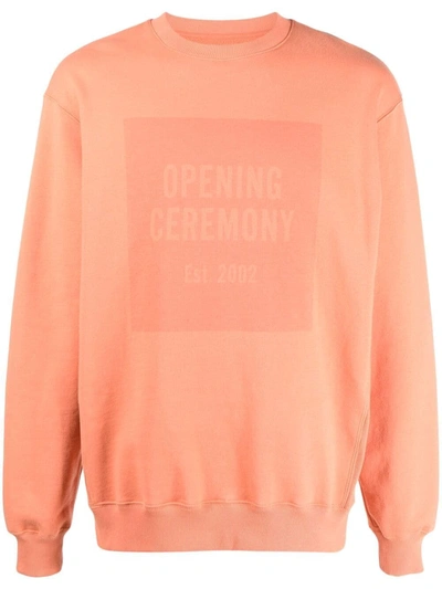 Shop Opening Ceremony Box Logo Cotton Sweatshirt In Orange