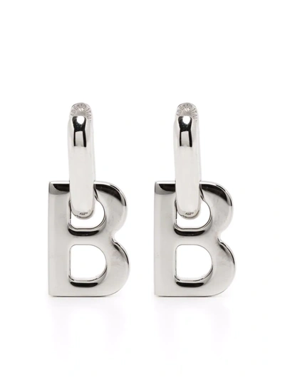 Shop Balenciaga B Chain Xs Earrings In Silber