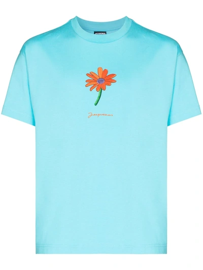Shop Jacquemus Pistoun Embroidered T-shirt In Blau