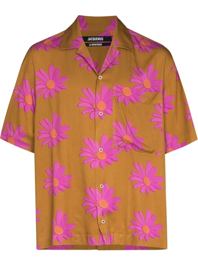 Shop Jacquemus Jean Floral-print Shirt In Braun