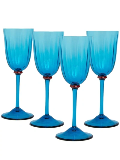 Shop La Doublej Set Of 4 Wine Glasses In Blau