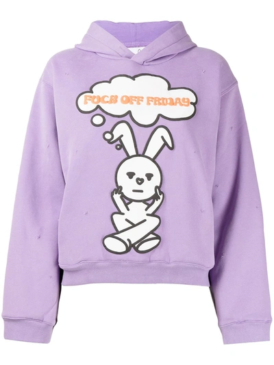 Shop Natasha Zinko Friday Distressed Rabbit-print Hoodie In Violett