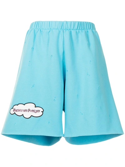 Shop Natasha Zinko Sunday Distressed Jersey Shorts In Blau