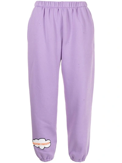 Shop Natasha Zinko Slogan-patch Track Trousers In Violett