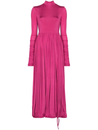 Shop Aleksandre Akhalkatsishvili Gathered-detailing Open-back Gown In Rosa