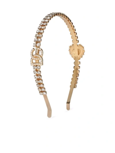 Shop Dolce & Gabbana Rhinestone-embellished Headband In Gold