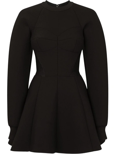 Shop Dolce & Gabbana Flared Fitted-waistline Dress In Schwarz