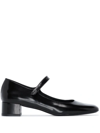 Shop By Far Ginny 45mm Leather Mary Jane Pumps In Schwarz