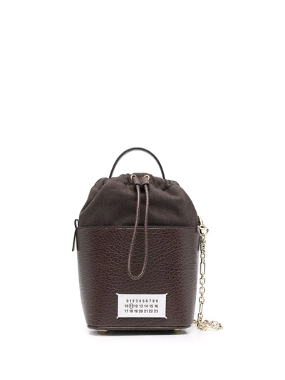 Shop Maison Margiela 5ac Logo-patch Bucket Bag In Braun