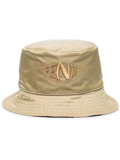 Shop Fendi Bucket Hat In Nude