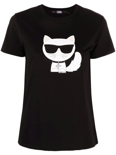 Shop Karl Lagerfeld Choupette Print T-shirt In Schwarz