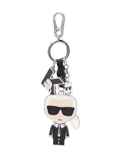 Shop Karl Lagerfeld Karl Ikonik Charm Keychain In Weiss