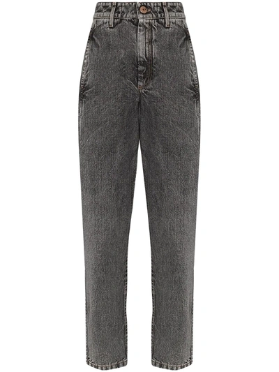 Shop Brunello Cucinelli Boyfriend Slouchy Cropped Jeans In Grau