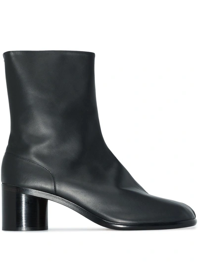 Shop Maison Margiela Tabi Leather Ankle Boots In Schwarz