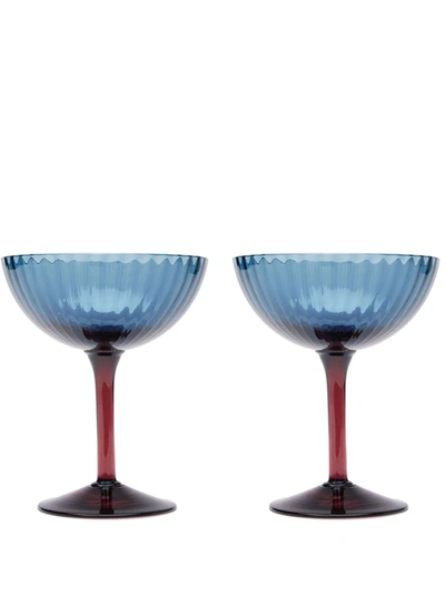 La Doublej Set Of 2 Champagne Glasses In Blau