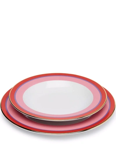 Shop La Doublej Set Of 2 Soup And Dinner Plates In Rosa