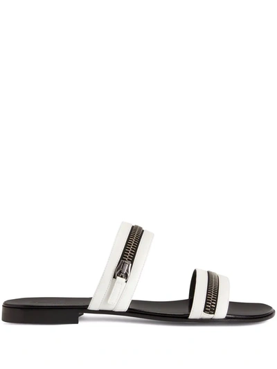 Shop Giuseppe Zanotti Brad Zip-detail Sandals In Weiss