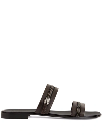 Giuseppe Zanotti Brad Zip-detail Sandals In Braun