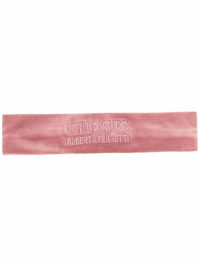 Shop Alberta Ferretti Embroidered Logo Head Band In Rosa