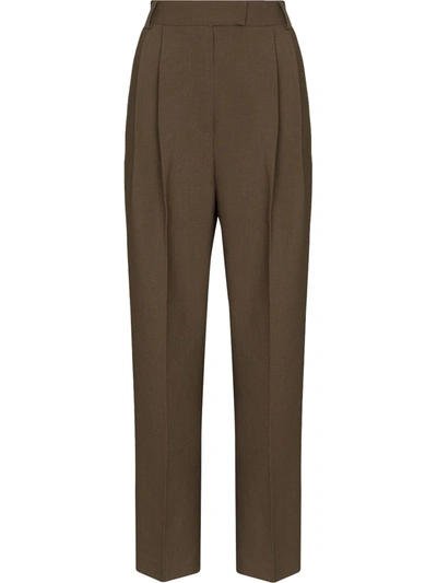 Shop The Frankie Shop Bea High-waisted Tapered Trousers In Braun