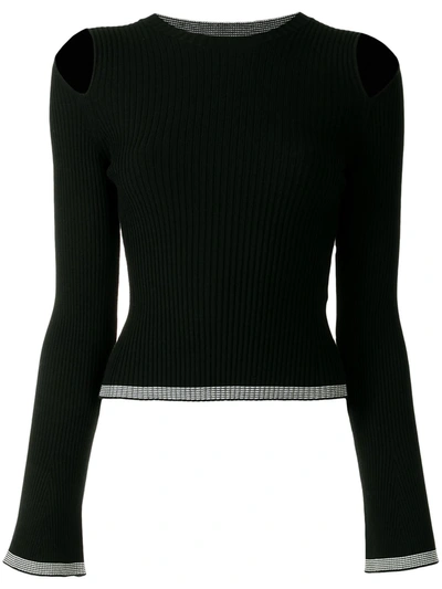 Portspure Rib Knit Shoulder Cut Out Top In Black | ModeSens
