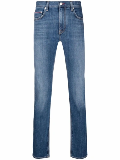 Shop Tommy Hilfiger Mid-rise Slim-fit Jeans In Blau
