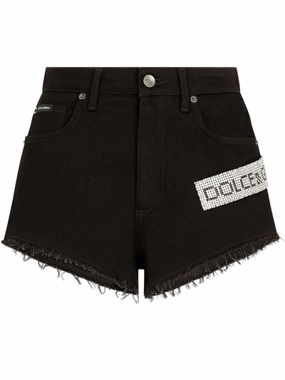 Shop Dolce & Gabbana Denim Mini Shorts In Schwarz
