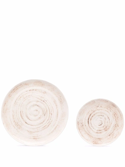 Shop Brunello Cucinelli Distressed Ceramic Plate Set In Nude