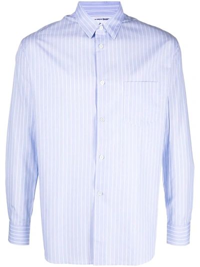 Shop Comme Des Garçons Striped Poplin Shirt In Blau
