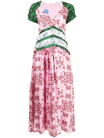 Shop Macgraw Tilda Silk Maxi Dress In Rosa