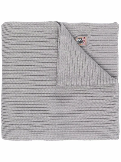 Shop Parajumpers Ribbed Logo-patch Scarf In Grau