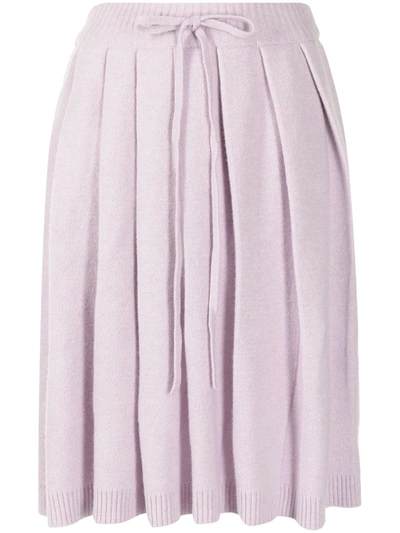 Shop Sjyp Pleated Wool-blend Skirt In Violett