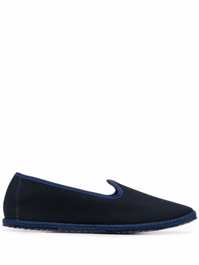 Shop Vibi Venezia Flat Sole Cotton Loafers In Blau