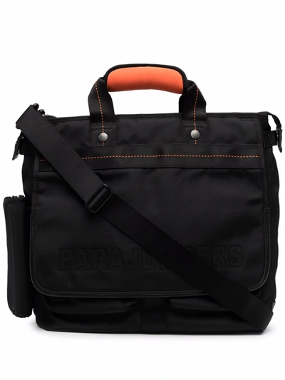 Shop Parajumpers Tonal-stitching Zipped Briefcase In Schwarz