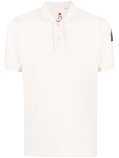 Shop Parajumpers Logo-patch Cotton Polo Shirt In Neutrals