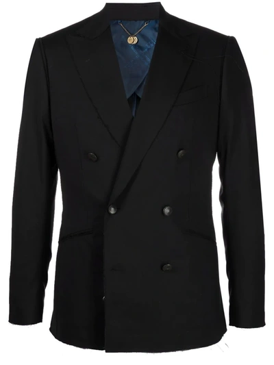 Shop Maurizio Miri Double-breasted Wool Blazer In Schwarz