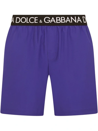 Shop Dolce & Gabbana Logo-waistband Swim Shorts In Violett