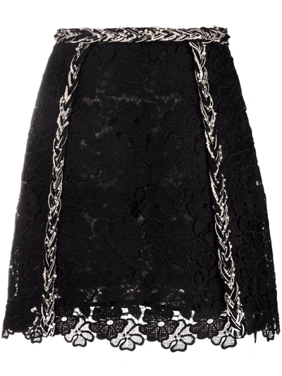 Shop Giambattista Valli Lace-detail Mini Skirt In Schwarz