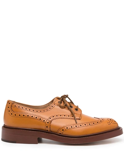 Shop Tricker's Perforated-design Loafers In Braun