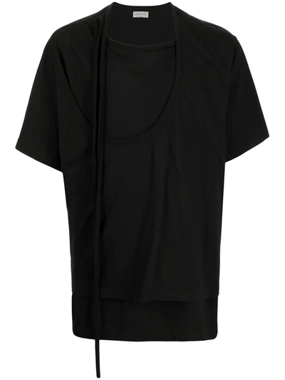 Shop Yohji Yamamoto Layered-effect Short-sleeve T-shirt In Schwarz