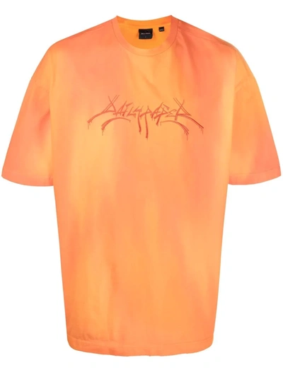 Shop Daily Paper Grafitti Style Embroidered Logo T-shirt In Orange