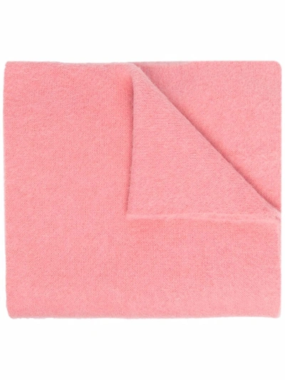 By Far Alpaca-blend Scarf With Logo Patch In Rosa