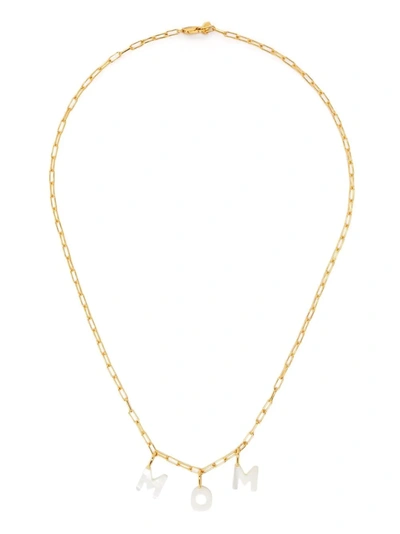 Shop Maria Black Mom Charm Necklace In Gold