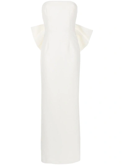 Shop Rebecca Vallance Rosette Strapless Gown In Weiss