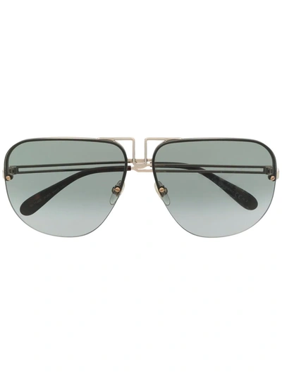 Shop Givenchy Double-bridge Pilot-frame Sunglasses In Gold