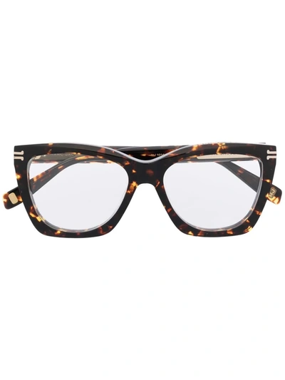 Shop Marc Jacobs Tortoiseshell-effect Cat-eye Frame Glasses In Braun