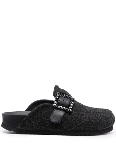 Le Silla Rita Buckle-embellished Slippers In Schwarz